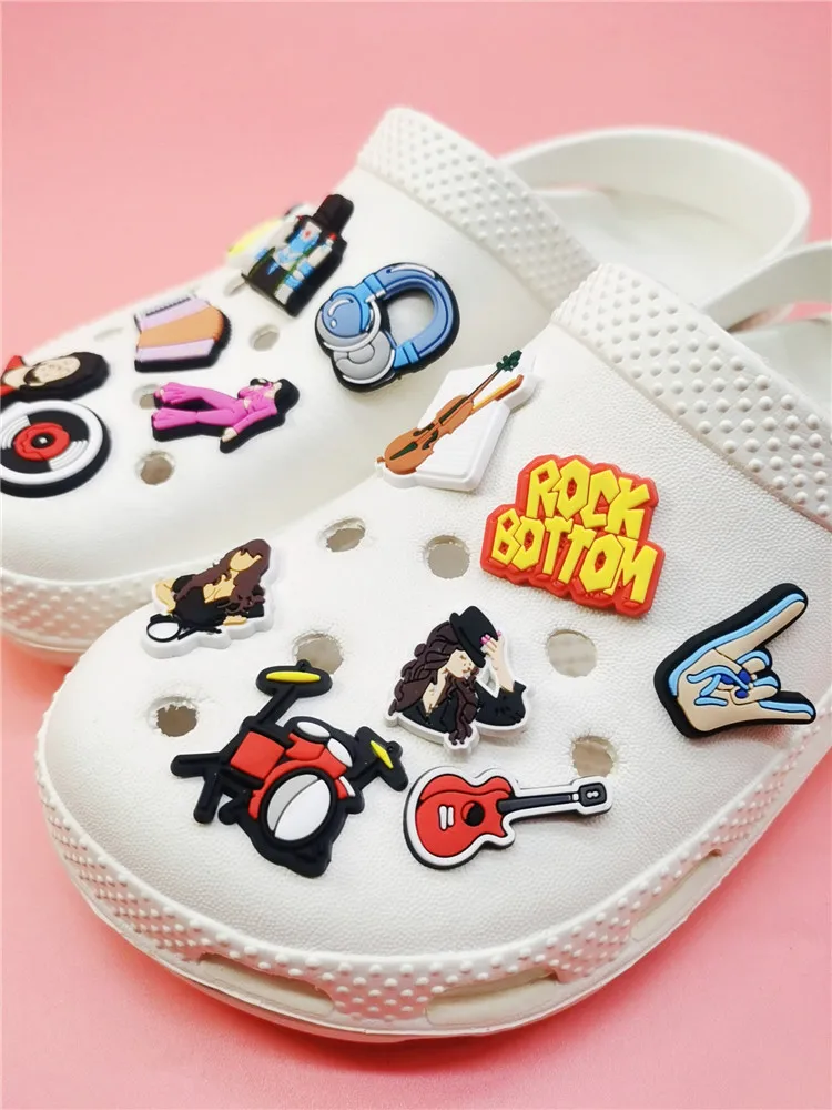 Rock Music Design PVC Shoe Charms Clog Buckle Accessories