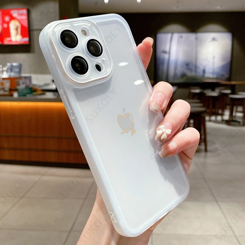 thumbnail image 1 of Transparent Cute Love Heart New Year Gift Silicone Phone Case For iPhone 15 Pro Max 14 Pro 13 12 14 Pro Max 11 Soft Back Cover, 1 of 5