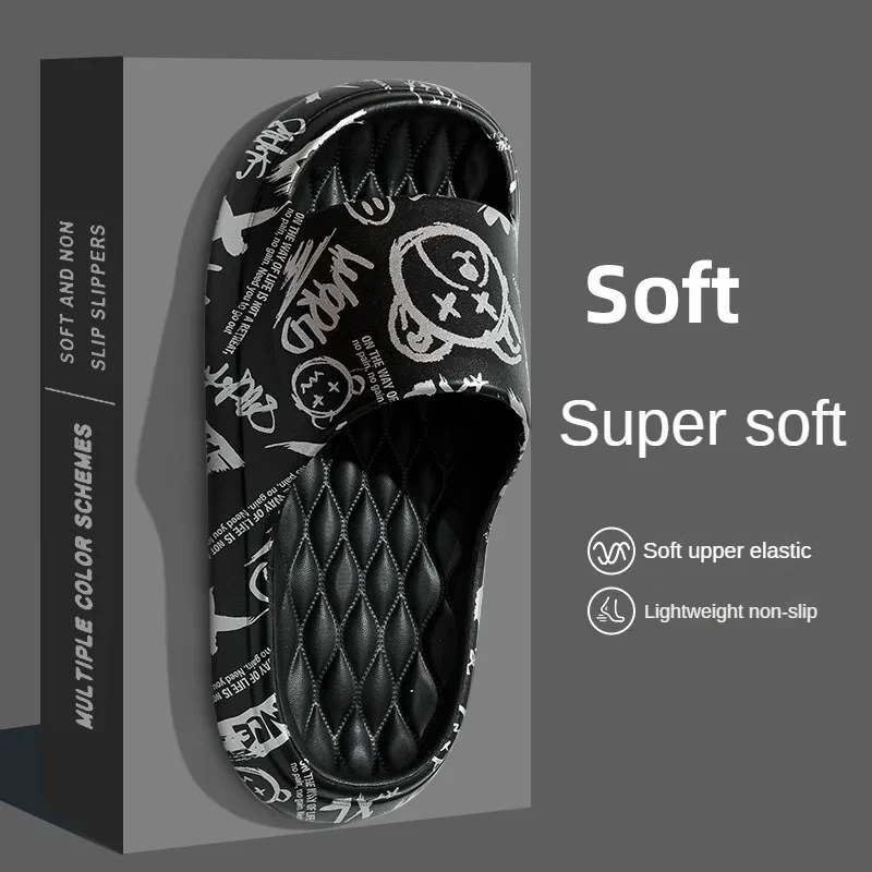 Fashion Summer Cartoon Bear Men Home Shoes Gent Non-slip Soft Indoor Slides Lithe Cosy Sandals Couple Slippers 05 6