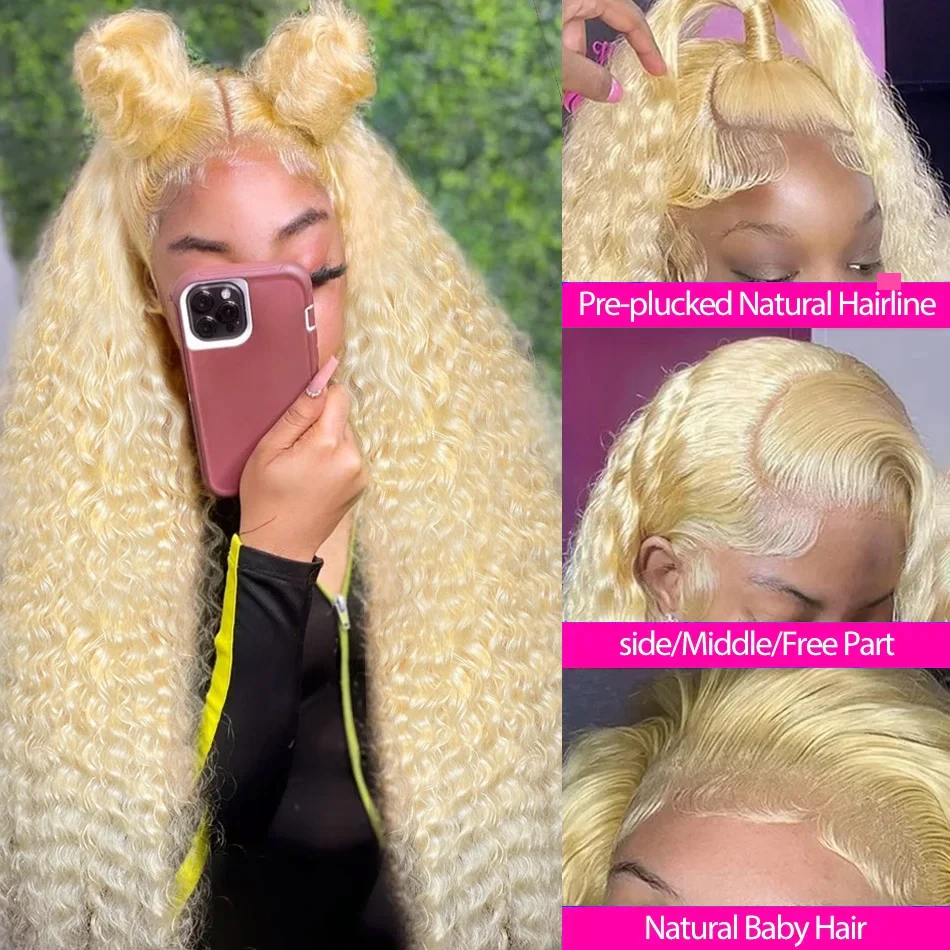 Honey Blonde Curly HD Frontal Wig