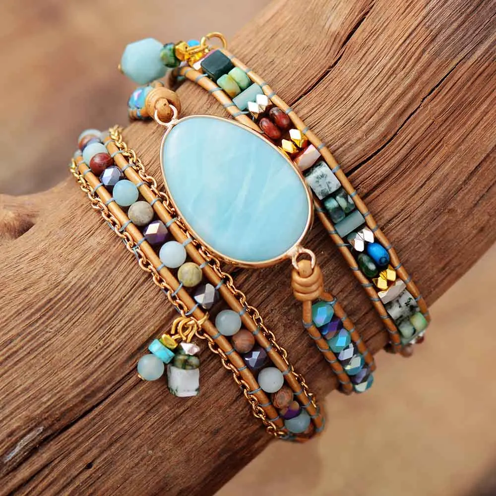 BOCAR Chunky Wooden Bead Jewelry Set – Necklace, Earrings & Bracelet For Women’s Boho Style