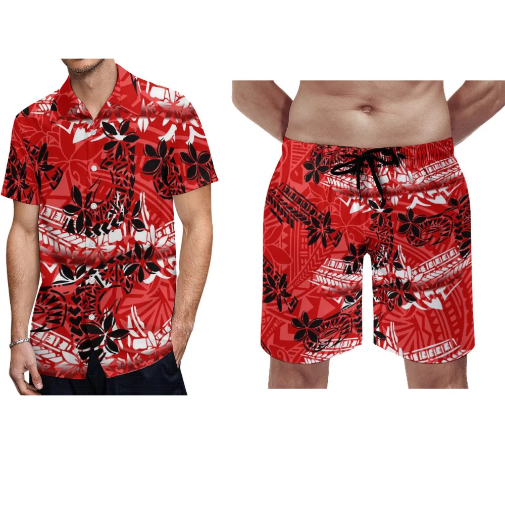 

2024 Vintage Artist Set Men's Set Polynesian Islands Hawaii Vacation Beach Set Men's Shirt Men's Shorts