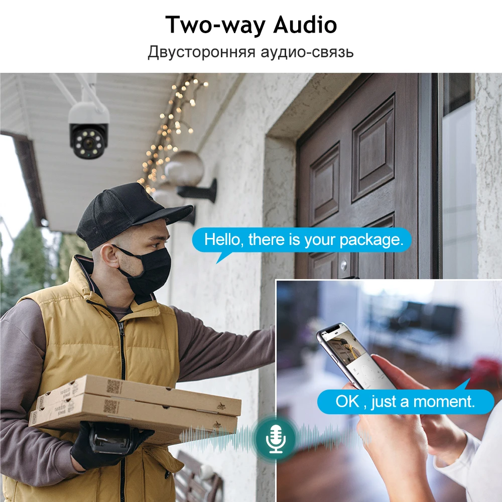 TinoSec PTZ 4MP WIFI Video Surveillance Kit Two Way Audio IP Cam NVR Kit Wireless Security Camera System