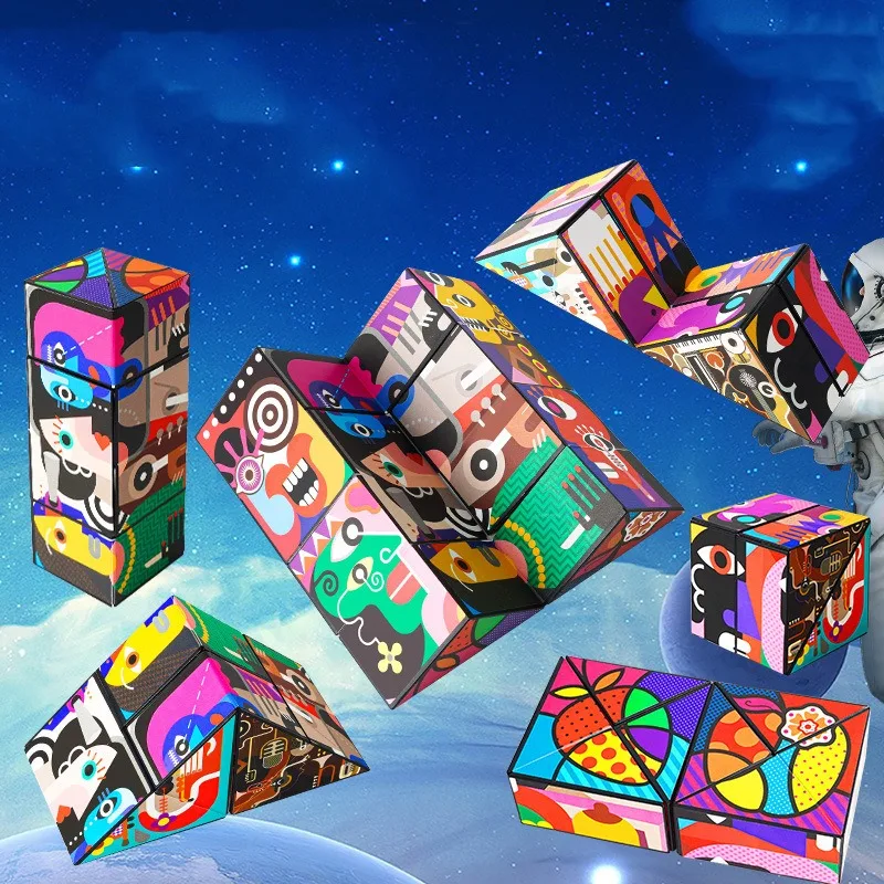 

6pcs/Set Children Magnetic 3D Stereo Geometry Magic Cube Anti Stress Toys Creative Hand Flip Rubik Kids Educational Puzzzle Toys