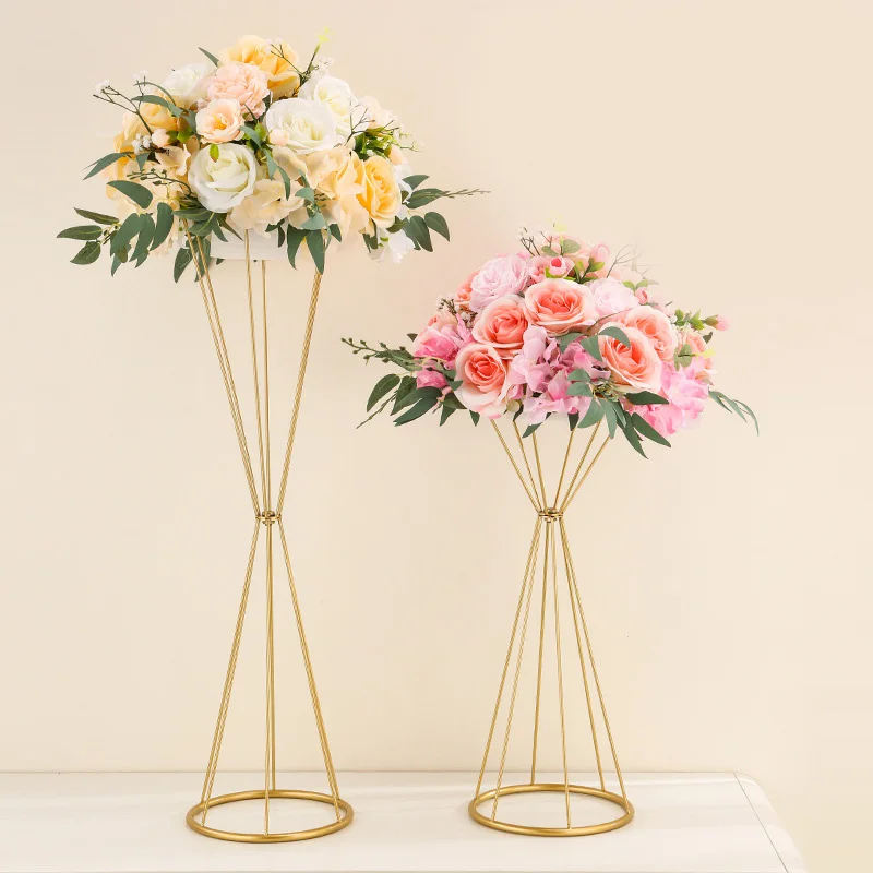 HPDTZ Lot de 10 supports de fleurs en métal doré - Décoration de mariage - Support de fleurs de table pour festivités et événements pour mariages, fêtes, événements en intérieur et extérieur