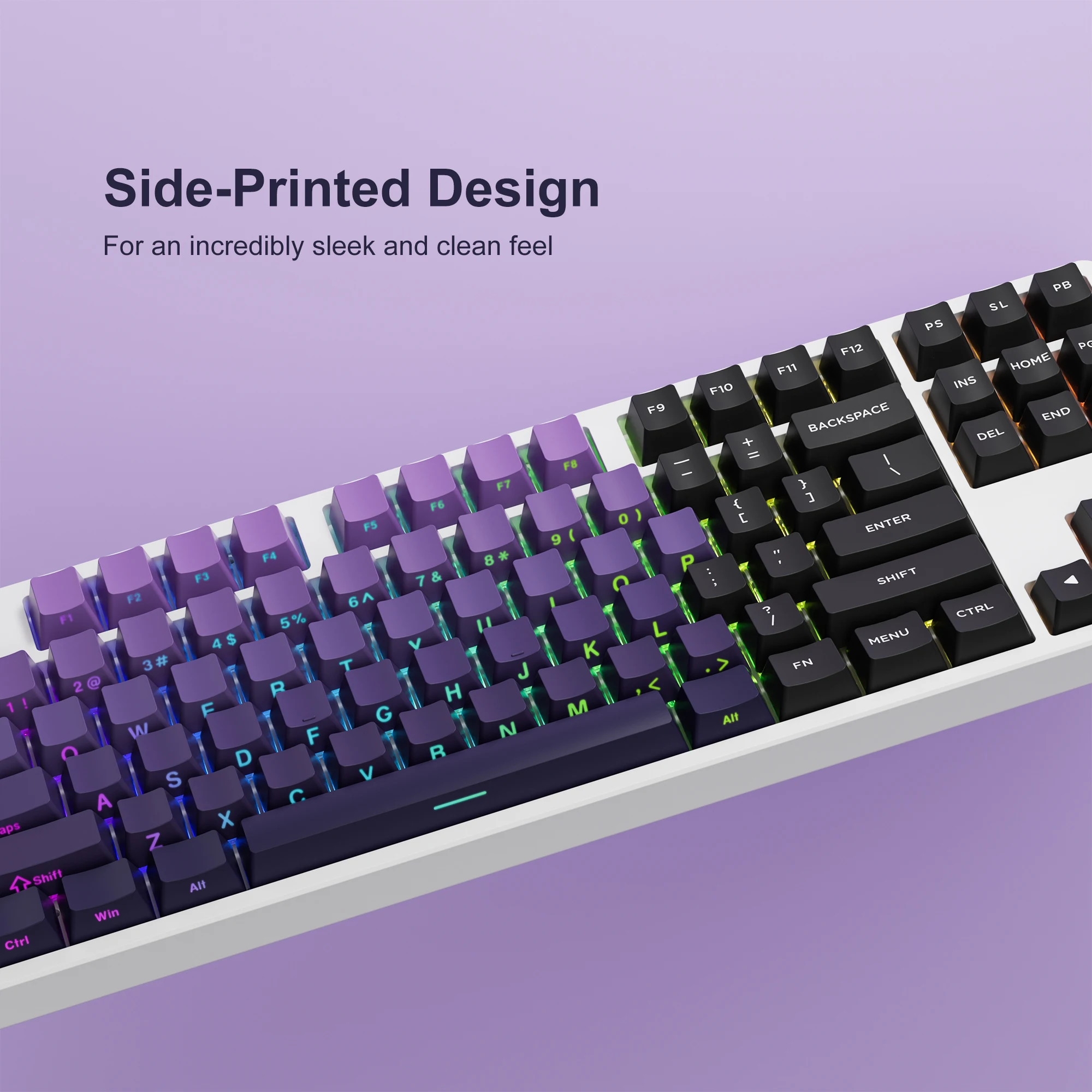 Keycaps Gradiente Roxo Pbt Perfil Oem Backlit Rgb Transparente Double-shot Key Cap para Jogos Mecânicos mx 136 Teclas - Imagem 6