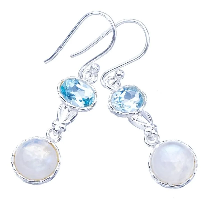 

Серьги из серебра 1,5 пробы с голубым топазом F5968