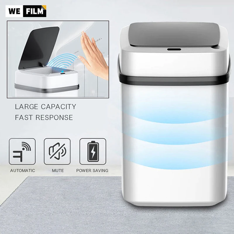 13/15L Smart Trash Can Induction with Lid Living Room Kitchen Bedroom Bathroom Toilet Smart Rubbish Bin Garbage Can