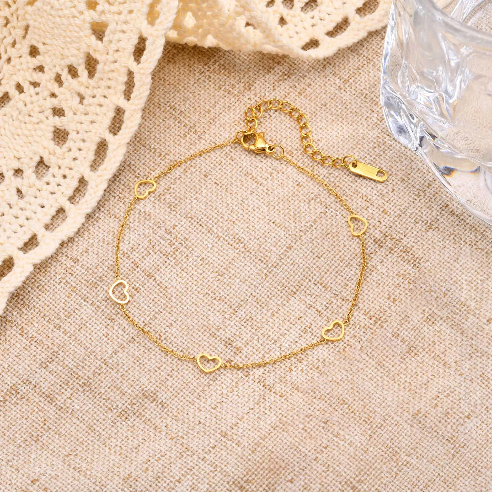 Aazon.co: Heart Ankle Bracelets for Woen 14K Gold Plated Handade Dainty Layered Anklet