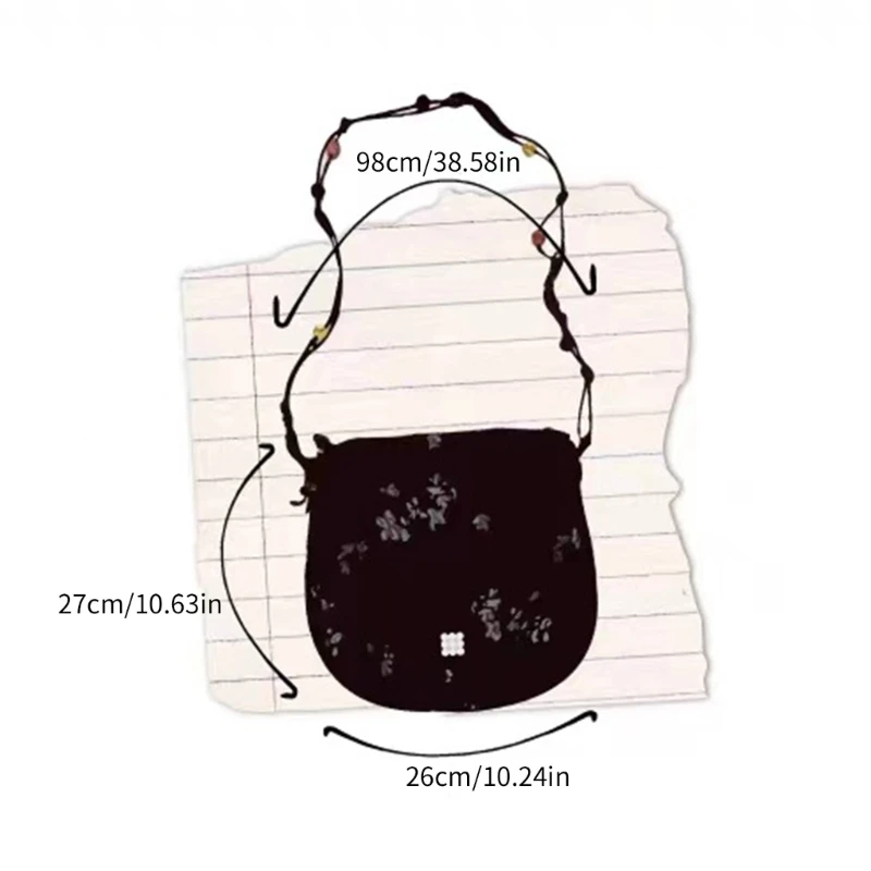 Women Drawstring Crossbody Bag Wovens Beaded Shoulder Bag Small Messengers Bag E74B