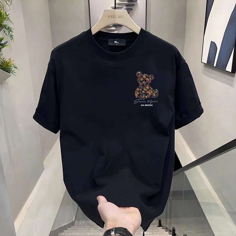 American Trend Letter Pattern Printed Short Sleeve Breathable Casual Street Style Pure Cotton T-shirt Couple Jacket