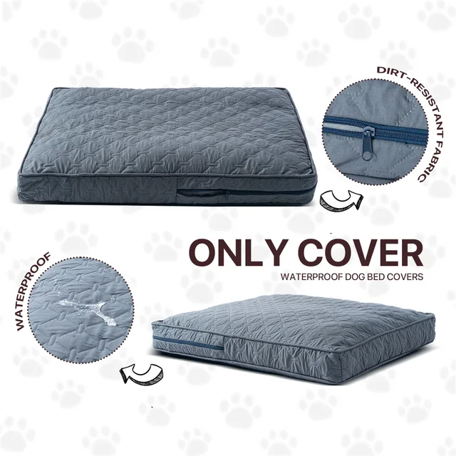 1 pc Orthopedic Dog Beds Cover for Large Dogs, Dog Bed Washable Cover Foam Pet Mat, Multi-Needle Quilting Dog Crate Bed Cover 6