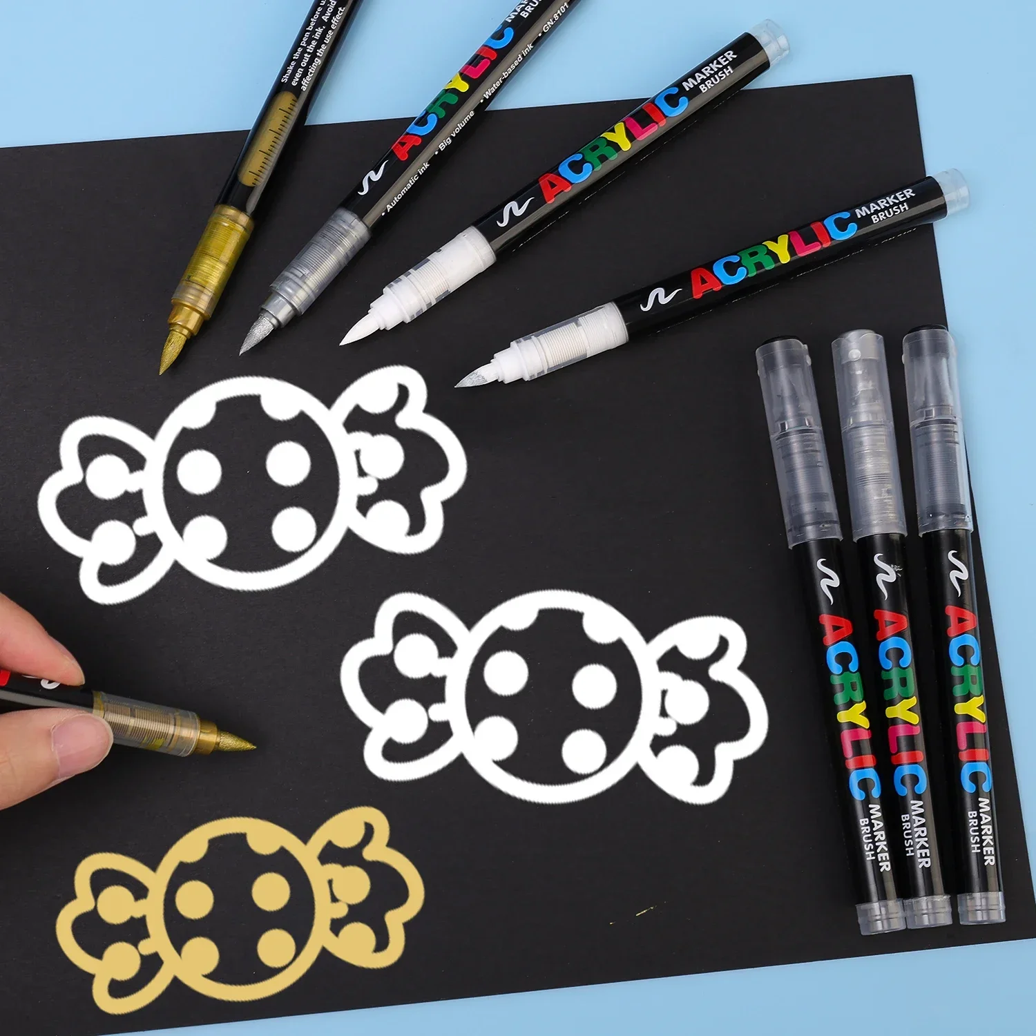 Acrylic Paint Art Marker Pen Brush Tip Paint Markers DIY Graffiti Drawing Pens For Notebook Diary Writing Painting Stationery