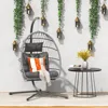 Hanging Egg Swing Chair with Stand, Patio Wicker Hammock Egg Swing with Cushion for Bedroom Garden Indoor Outdoor (Gray) 1