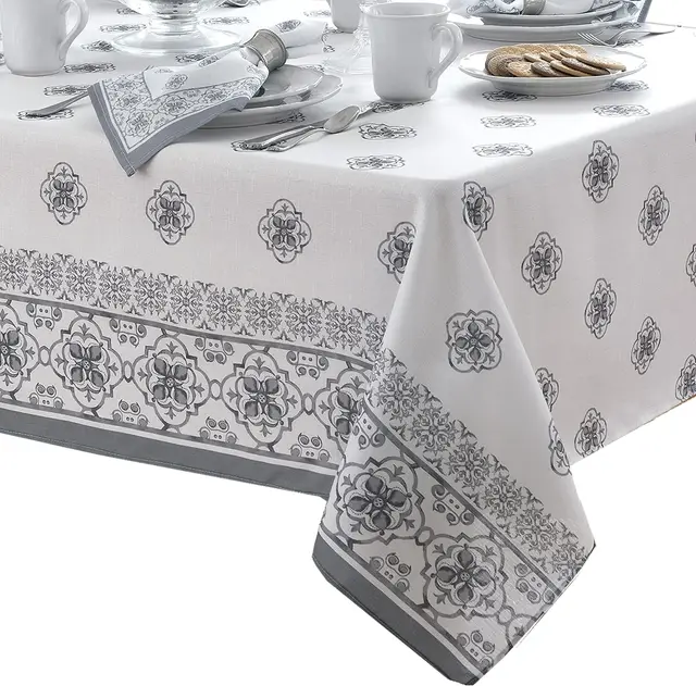 Nappe à motif bleu verger citron, en Polyester, imperméable, essuyable, pour intérieur et extérieur, vacances, salle à manger, fête, mariage, décoration 4