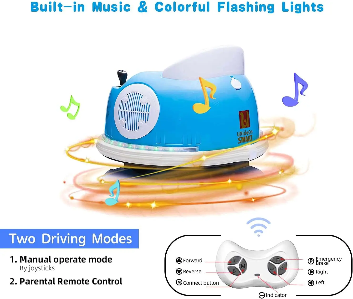 On Bumper car for Kids, 6V Electric Vehicle Ride on Toys with Remote Control, Music,Colorful Flashing Lights,Battery