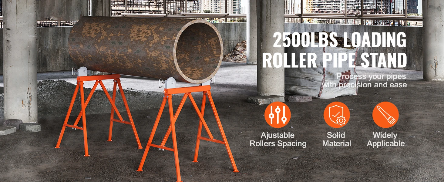 SucceBuy Pipe Stand with Roller Head Heavy Duty 2500lbs Load Capacity Suitable for 2-36 inches Pipe 45# Steel Roller for Welding
