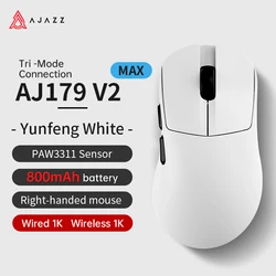 Wireless RGB Gaming Mouse with Charging Base - 26000 DPI Lightweight Ergonomic Design (AJ179V2MAX - White)