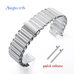High - Quality Stainless Steel Quick Release Watch Strap - Universal Fit Metal Bonklip Band - 22mm (Silver)