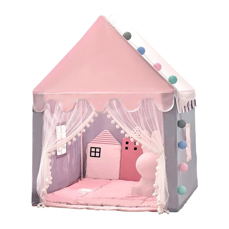 Large Kids Tents Tipi Baby Play House 1.35M Wigwam Folding Girls Pink Princess Castle Child Room Decor