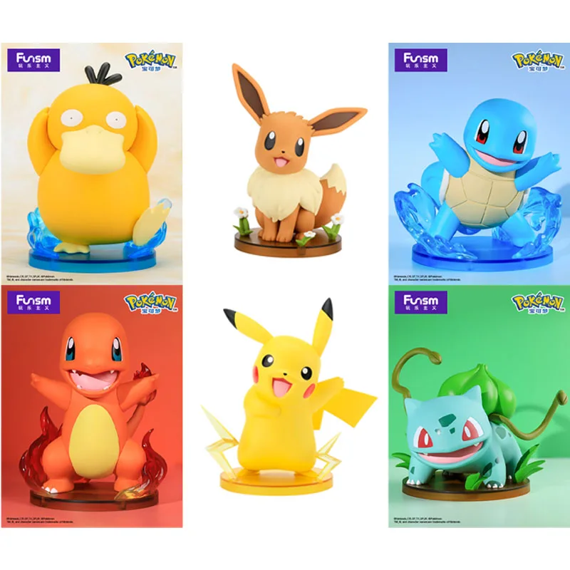 

Pokemon Pocket Monster Pikachu Psyduck Eevee Bulbasaur Charmander Squirtle Doll Gifts Toy Model Anime Figures Collect Ornaments