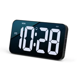 Large LED Digital Alarm Clock with 10.8 Display - Modern Wall & Desk Timepiece for Bedroom and Home Decor by NIDITON (Black)