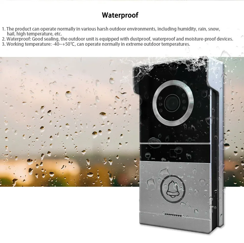 ANJIELO 7 Inch Metal Doorbell Video Intercom System for Home RFID Card Unlock V