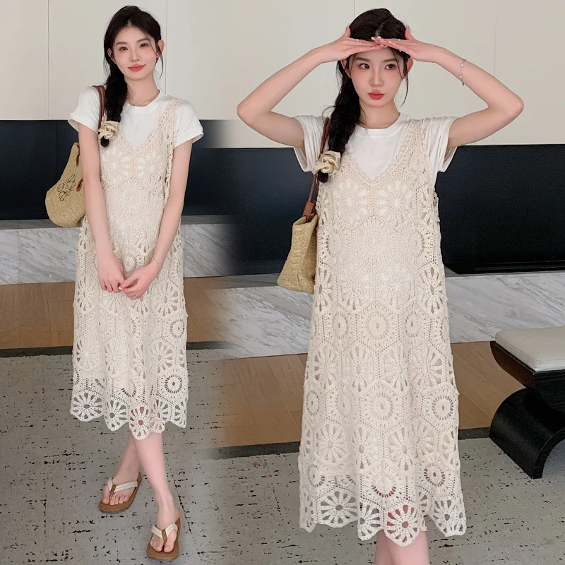 F65750# T + Dress Maternity Clothes Dress Women Elegant Sets Summer Pregnant Set