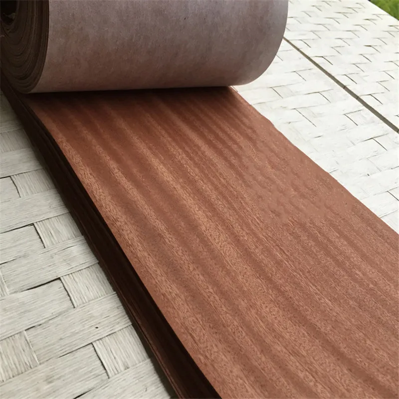 Natural Genuine Wood Veneer Sliced Sapele 0.2mm Veneers Furniture Edge Banding Veneer 26*250cm（W*L）