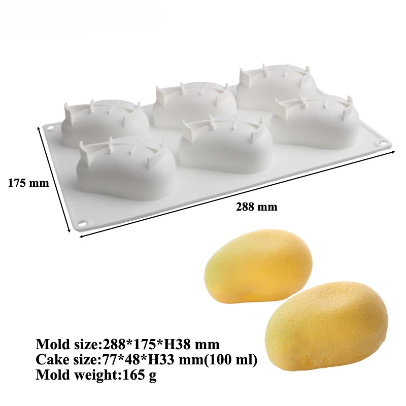 6 Cavity 3d Lemon Shape Fruit Silicone Shape Brownies Cake