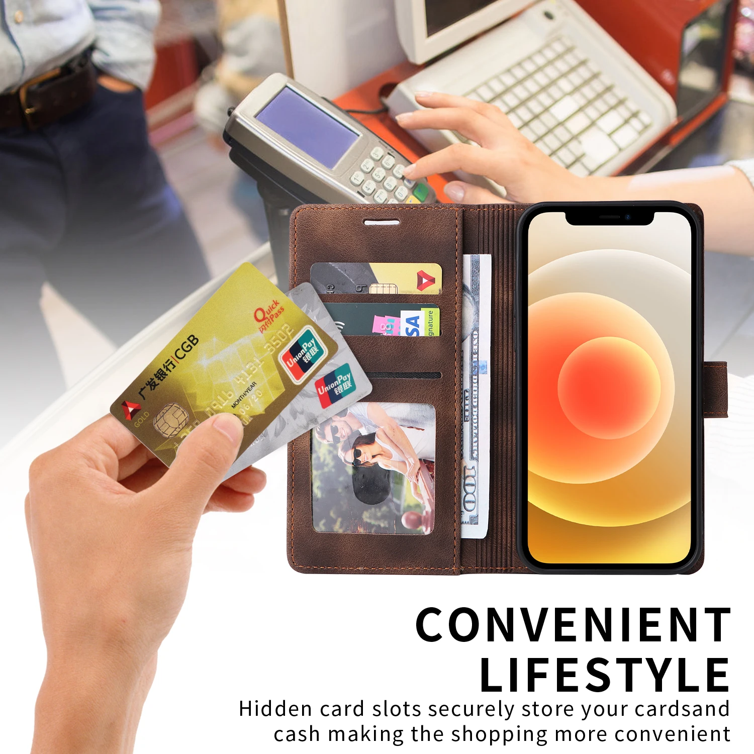 Leather Wallet Phone Case with Card Holder