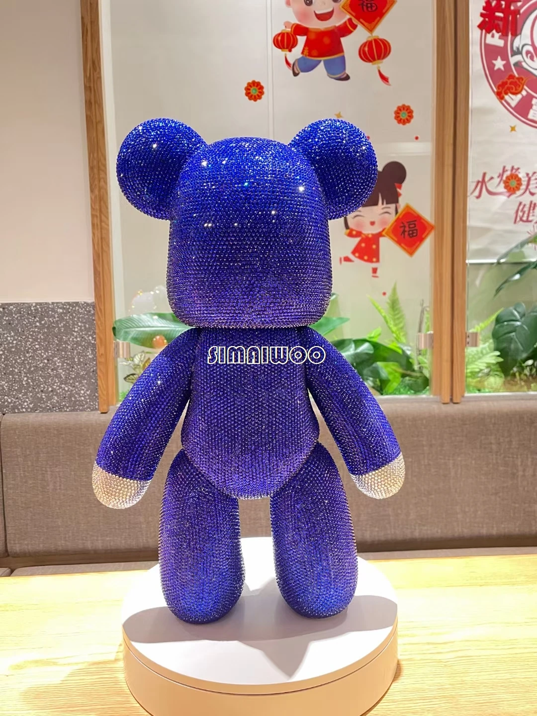 Anpassbare Uhr Bär Statue DIY Blinged Glänzendes Tierspielzeug Handgemachtes Mosaik Kreuzstich Home Dekoratives Kindergeburtstagsgeschenk – Detail 3