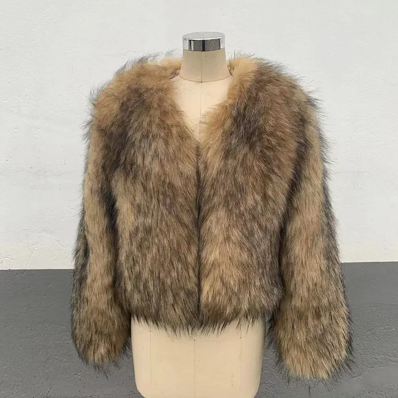 

Fur Autumn and Winter New Fashion Coat Women's Leisure Long Sleeve Raccoon Fur Coat