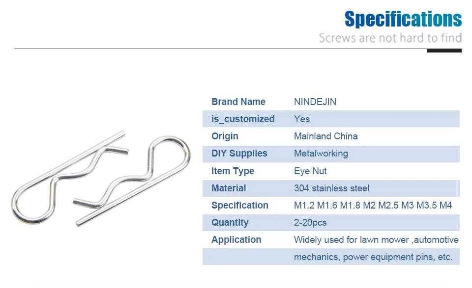 2–20 Stück Splinte M1,2 M1,6 M1,8 M2 M2,5 M3 M3,5 M4 Metallstifte Edelstahl R Clips Federhalteklammern für die Automobilindustrie – Detail 3