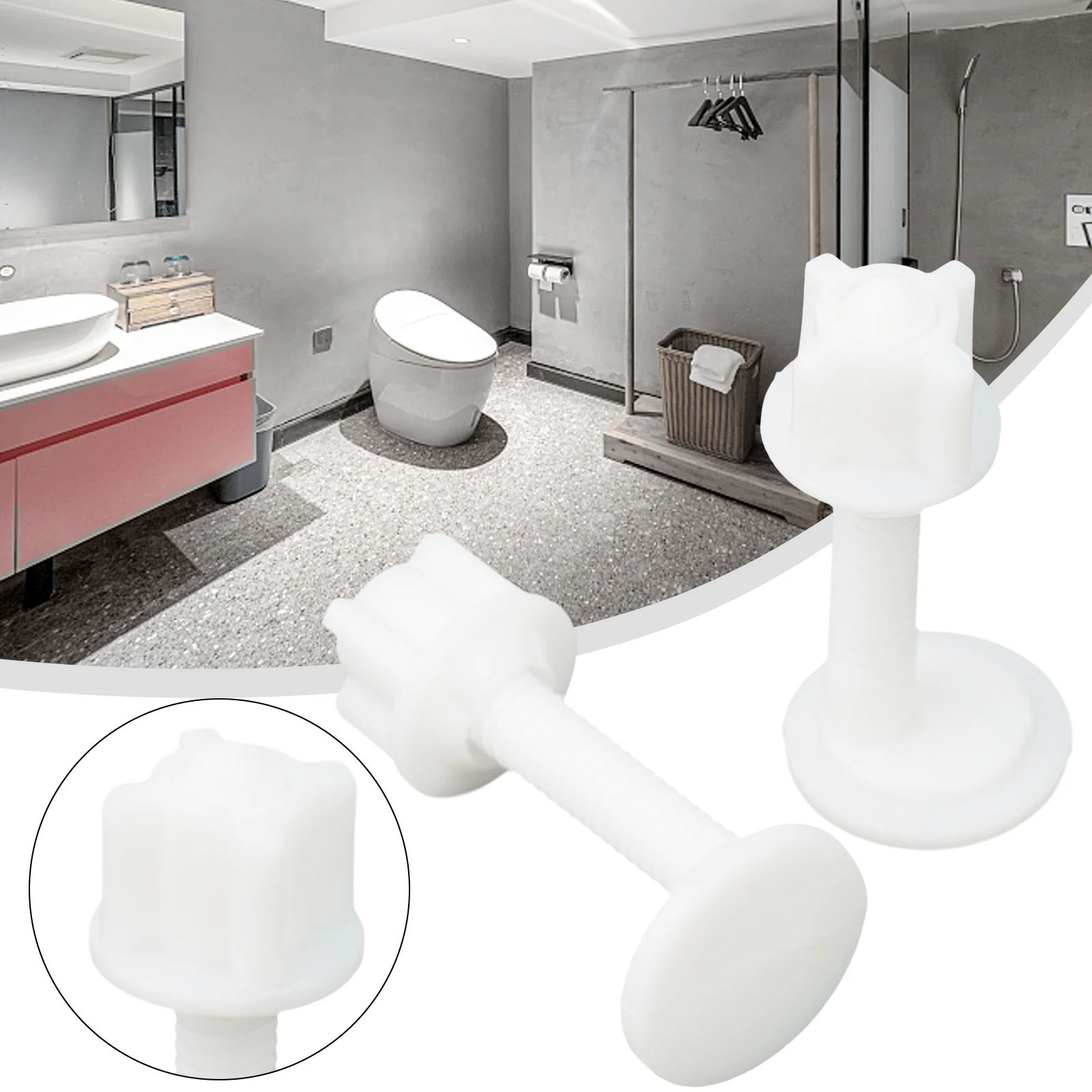 Description Picture 4 of item2Pcs Plastic Toilet Seat Hinge Repair Bolts Replacement-Screws Fixing Fitting Kit Repair Tool Bathroom Toilet Accessories