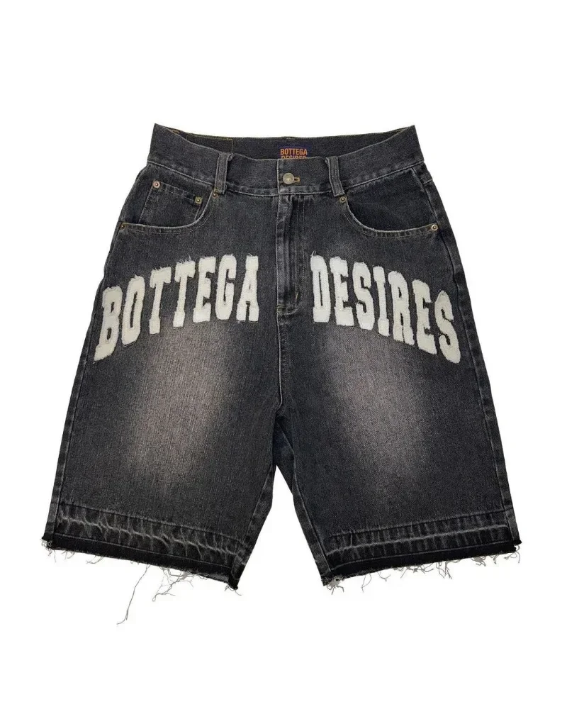 European and American Street Hip-hop Fashion Loose Jeans Men Retro Harajuku Y2K Casual Versatile Denim Shorts Women