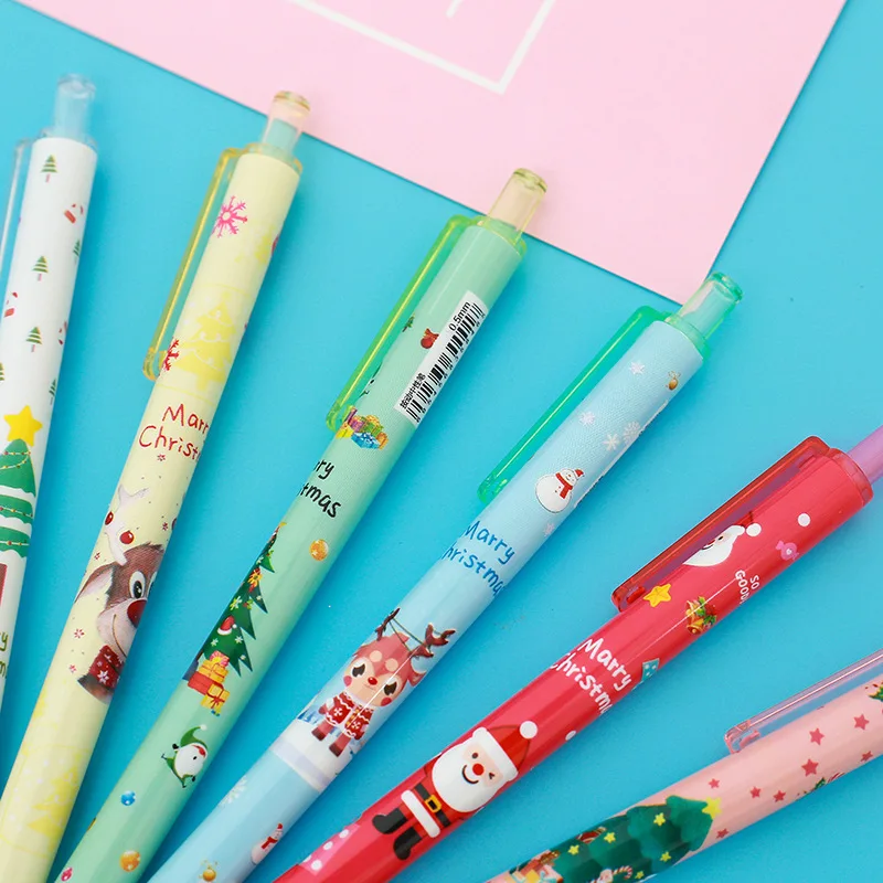 Gel Pens 2Pcs/Lot Christmas Themes Press Gel Pen 0.5mm Black Ink Creative Cartoon School Student Gift Stationery Office Signature Pen