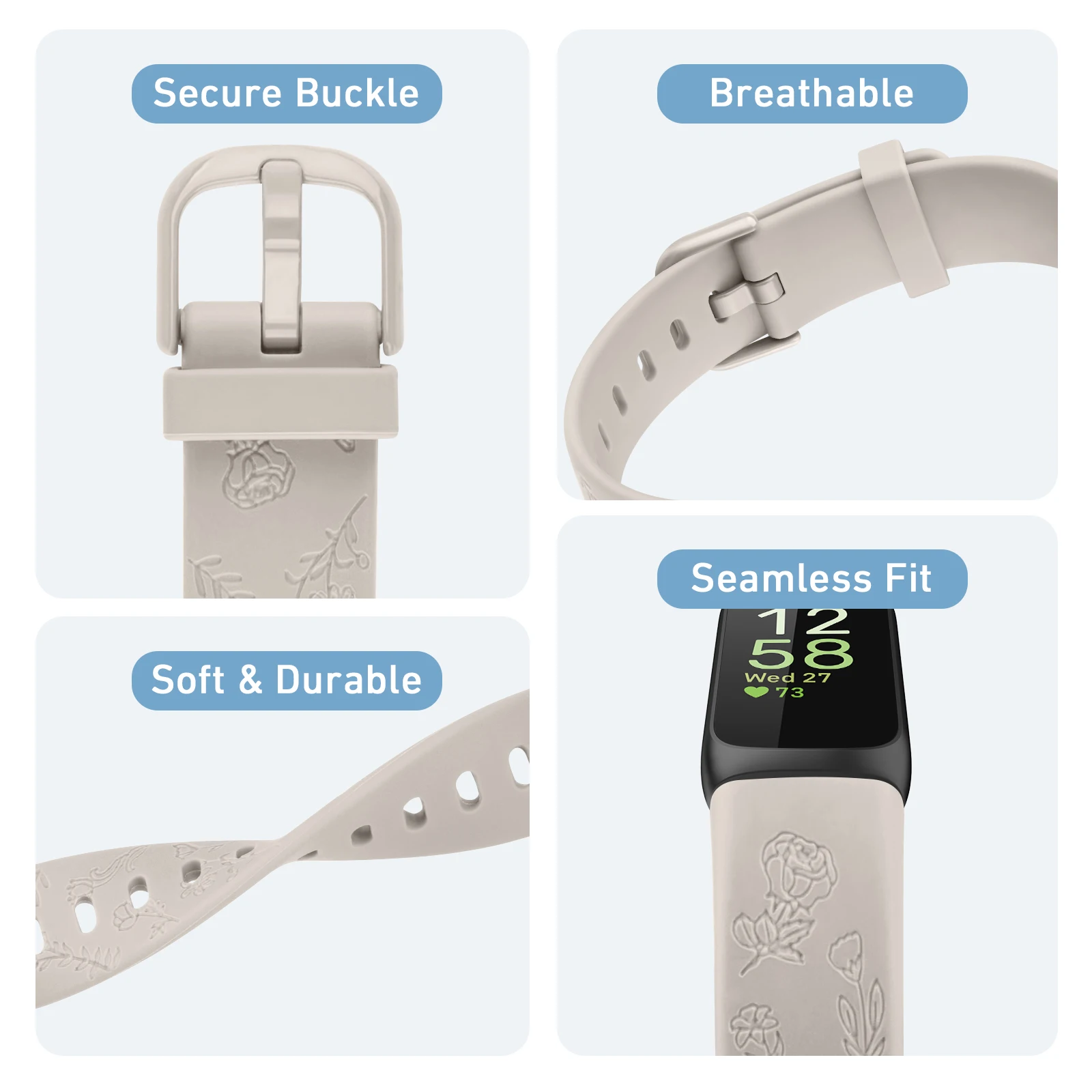 Engraved Floral Soft TPU Bracelet Wristband