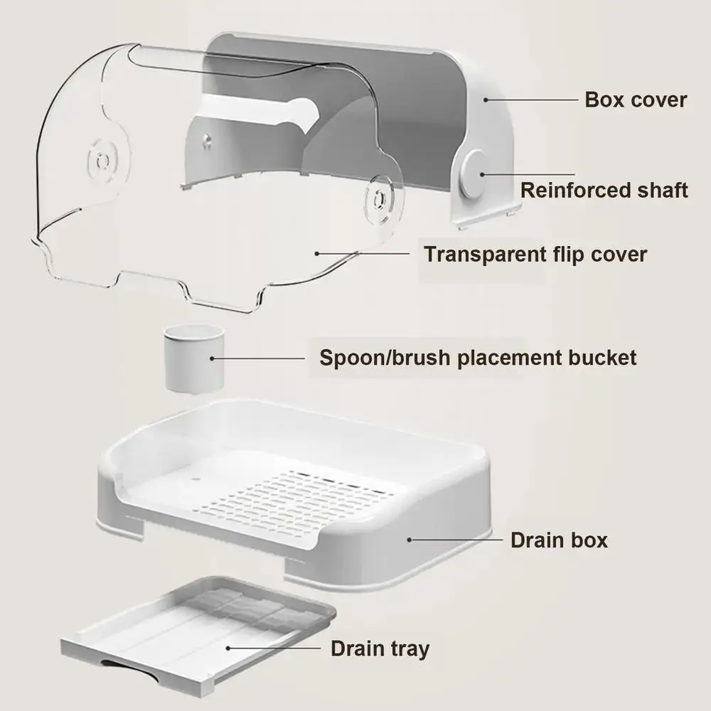 Plastic Babies Bottles Drying Rack with Cover Removable Drain Tray Dustproof Baby Bottle Rack Baby Bottle Storage Box