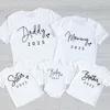Daddy/Mommy/Sister/Brother/Baby 2025 Print Family Matching Outfit Short Sleeve Casual Family Shirts Summer Matching Set T-shirt 1