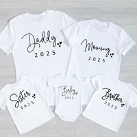 Daddy/Mommy/Sister/Brother/Baby 2025 Print Family Matching Outfit Short Sleeve Casual Family Shirts Summer Matching Set T-shirt 1
