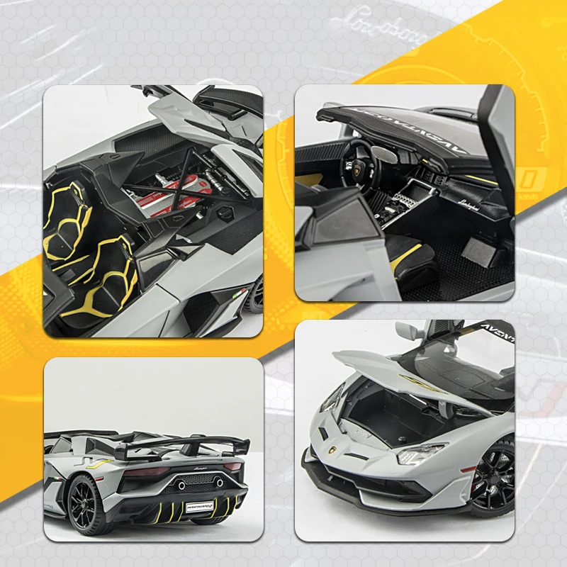1:24 Lamborghinis Aventador SVJ63 Alloy Model Car Toy Diecasts Metal Casting Sound and Light Car Toys For Children Vehicle 3