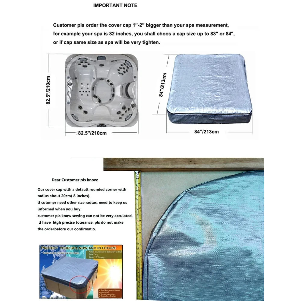 protect your spa cover now, 68.5x77.5x32inch, cover cap and spa guard