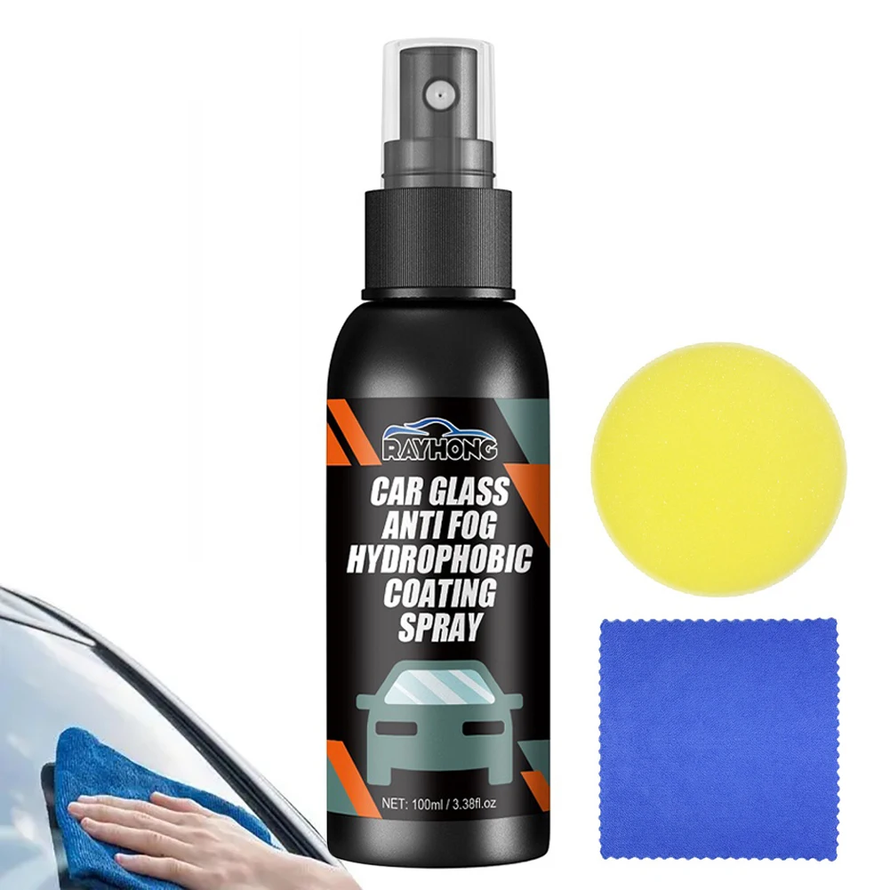 

100ml Car Windshield Coating Spray Rearview Mirror Windscreen Glass Cleaner Agent Hydrophobic Stain Remover Rainproof Polish Kit