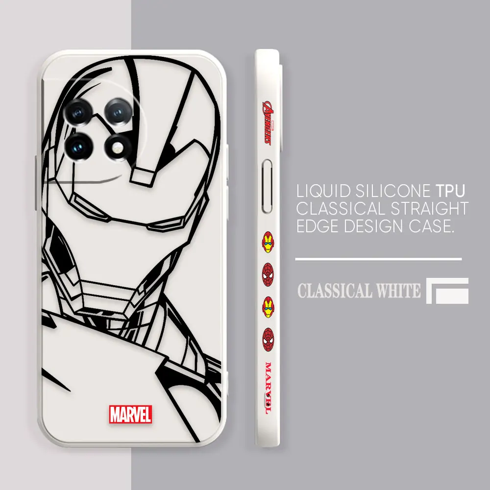 Case For Oneplus 5 6 9 9R 8 8T 7 7T A3 2 2V NORD 3 2 Lite Pro Simple Liquid Silicone Case Marvel Line Iron Man Spiderman