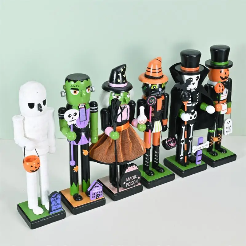 1Pcs Holiday Decor Halloween Pumpkin Nutcracker Soldier Skeleton Nutcracker Halloween Figurine Goody Bag Fillers Home Ornament