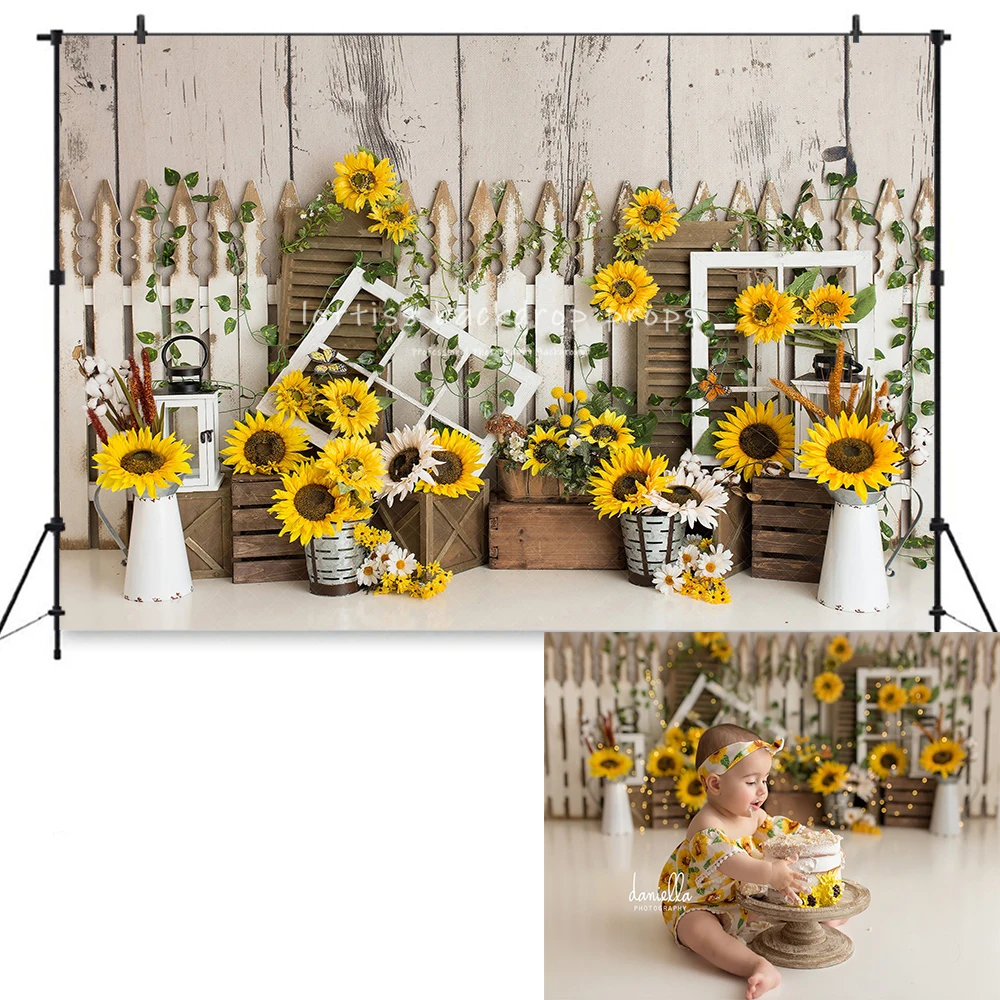 Spring Sunflower Farm Backdrops Kids Baby Photography Child