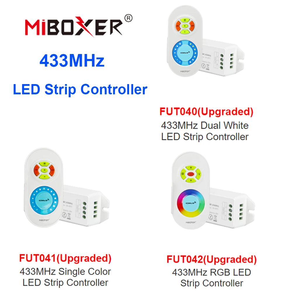 

433MHz Single Color Dual White RGB LED Strip Controller FUT040 DC12V~24V 12A RF Remote Dimming Brightness Adjustable Lamp Tape