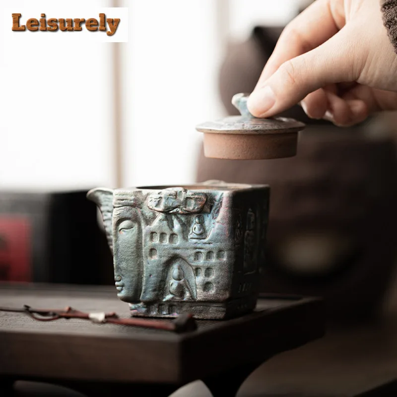 150ML Gilt Silver Square Grottoes Teapot Japanese Tea Infuser Pot Tea Maker Kettle With Filter Kung Fu Teaset Supplies Gift Box