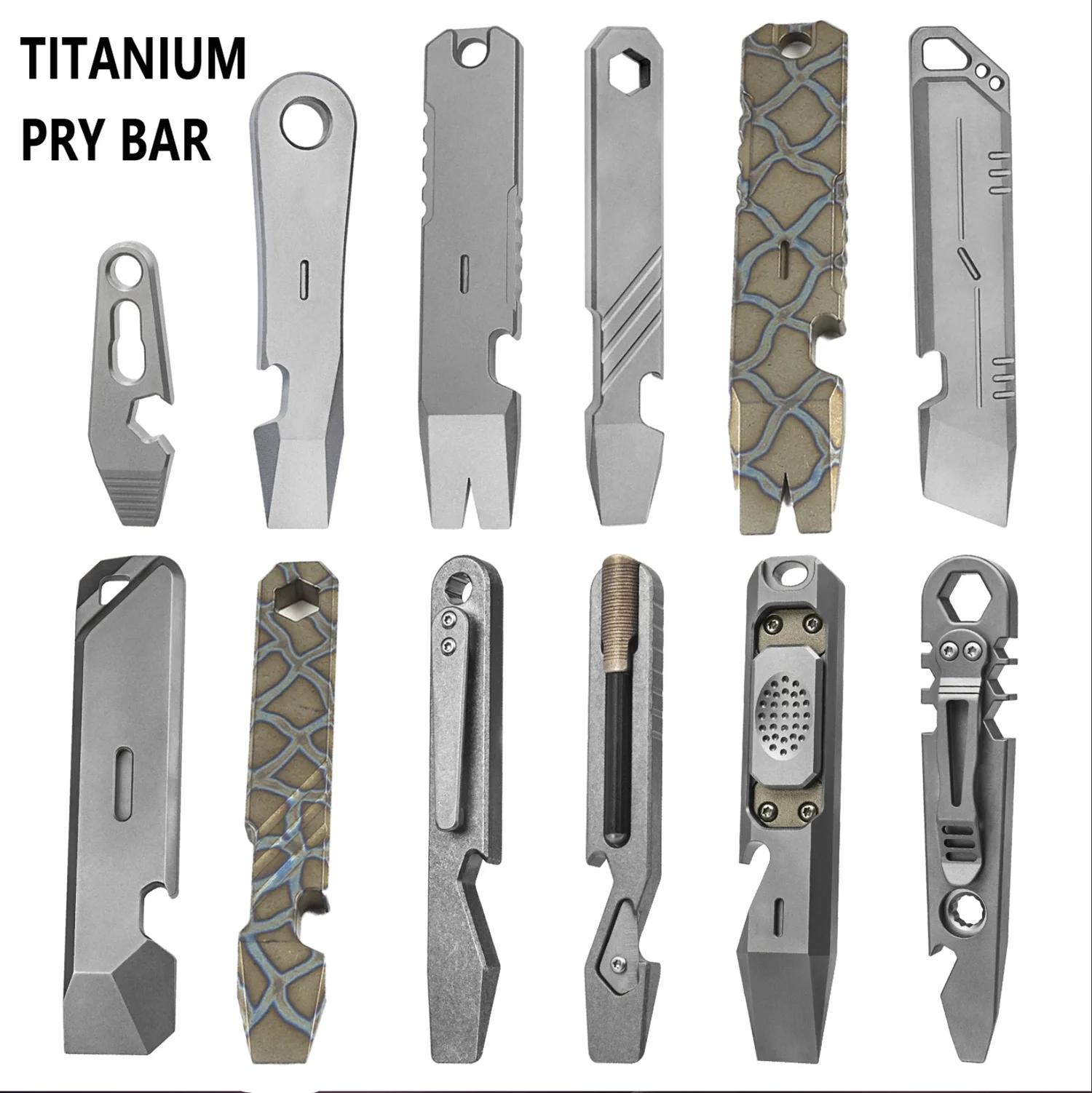 

Various Styles Titanium Alloy Wrench Crowbar Pry Bar Bottle Opener EDC Multifunctional Screwdriver Outdoor Portable Pocket Tools